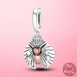 Heart Compass Dangle Charms Beads Pendant 925 Sterling Silver