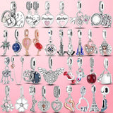 Heart Compass Dangle Charms Beads Pendant 925 Sterling Silver