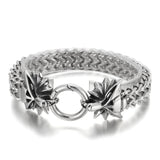 Fongten Fox Bull Head Men Bracelet Mesh Link Chain Stainless Steel
