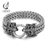 Fongten Fox Bull Head Men Bracelet Mesh Link Chain Stainless Steel