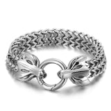 Fongten Fox Bull Head Men Bracelet Mesh Link Chain Stainless Steel