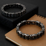 Fongten Biker Link Chain Bracelet Stainless Steel Beaded