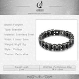Fongten Biker Link Chain Bracelet Stainless Steel Beaded