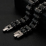 Fongten Biker Link Chain Bracelet Stainless Steel Beaded