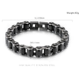Fongten Biker Link Chain Bracelet Stainless Steel Beaded