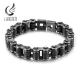 Fongten Biker Link Chain Bracelet Stainless Steel Beaded