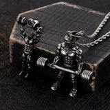 Bodybuilding Muscle Man Barbell Dumbbell Pendant Necklace Gym Fitness Jewelry