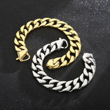 Fongten Gothic Cuban Chain Bracelet Men 316L Steel Link Wristband Bangle Jewelry
