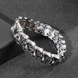 Men's Gothic Skull Cross Bracelet Stainless Steel Wide Wristband Bangle