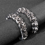Men's Gothic Skull Cross Bracelet Stainless Steel Wide Wristband Bangle