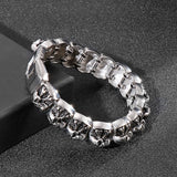 Men's Gothic Skull Cross Bracelet Stainless Steel Wide Wristband Bangle