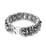 Men's Gothic Skull Cross Bracelet Stainless Steel Wide Wristband Bangle