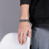 Men's Gothic Skull Cross Bracelet Stainless Steel Wide Wristband Bangle