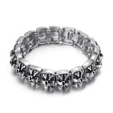 Men's Gothic Skull Cross Bracelet Stainless Steel Wide Wristband Bangle