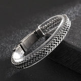 Fongten Skull Stainless Steel Bracelet Hand Mesh Link Chain Punk Silver Bangle