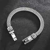 Fongten Skull Stainless Steel Bracelet Hand Mesh Link Chain Punk Silver Bangle