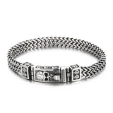 Fongten Skull Stainless Steel Bracelet Hand Mesh Link Chain Punk Silver Bangle