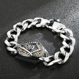 Fongten Men Skull Eye Pattern Chain Bracelet Retro Punk Handicraft Style