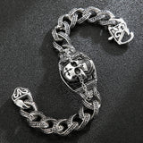 Fongten Men Skull Eye Pattern Chain Bracelet Retro Punk Handicraft Style