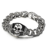 Fongten Men Skull Eye Pattern Chain Bracelet Retro Punk Handicraft Style