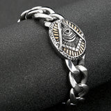 Fongten Men Skull Eye Pattern Chain Bracelet Retro Punk Handicraft Style