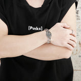 Fongten Men Skull Eye Pattern Chain Bracelet Retro Punk Handicraft Style