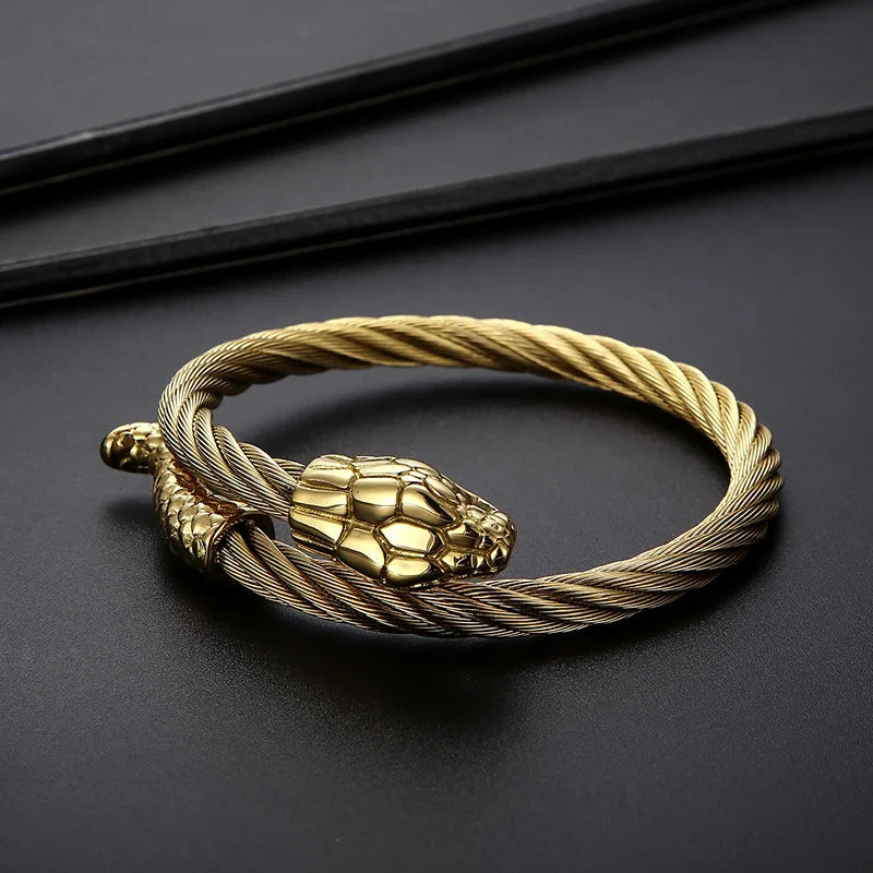 Punk Animal Snake Men's Chain Bracelet Stainless Steel Gothic Bangle