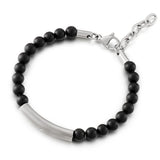 Punk Beads Men Bracelet Zircon Charm Stainless Steel Bangle