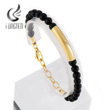Punk Beads Men Bracelet Zircon Charm Stainless Steel Bangle