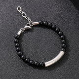 Punk Beads Men Bracelet Zircon Charm Stainless Steel Bangle