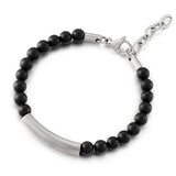 Punk Beads Men Bracelet Zircon Charm Stainless Steel Bangle