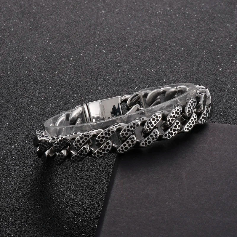 Punk Crub Bracelets Stainless Steel Vintage Cuban Link Chain Men's Bracelet
