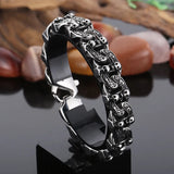 Punk Skeleton Men Bracelet Cuban Link Chain Stainless Steel Charms Bangle