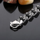 Punk Skeleton Men Bracelet Cuban Link Chain Stainless Steel Charms Bangle