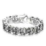Punk Skeleton Men Bracelet Cuban Link Chain Stainless Steel Charms Bangle