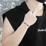 Fongten Men's Silver Stainless Steel Skull Bracelet