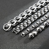 Fongten Men's Silver Stainless Steel Skull Bracelet