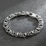 Fongten Men's Silver Stainless Steel Skull Bracelet