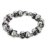 Fongten Men's Silver Stainless Steel Skull Bracelet