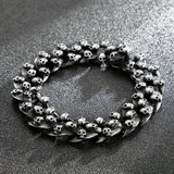 Fongten Men's Silver Stainless Steel Skull Bracelet