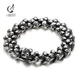 Fongten Men's Silver Stainless Steel Skull Bracelet