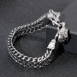 Punk Wolf Head Mesh Link Chain Men's Bracelet