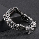 Punk Wolf Head Mesh Link Chain Men's Bracelet