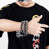 Fongten Retro Beads Bracelet Men Stainless Steel Blessing Charm