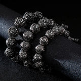 Fongten Retro Beads Bracelet Men Stainless Steel Blessing Charm