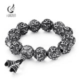 Fongten Retro Beads Bracelet Men Stainless Steel Blessing Charm