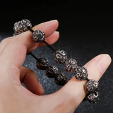 Fongten Retro Beads Bracelet Men Stainless Steel Blessing Charm