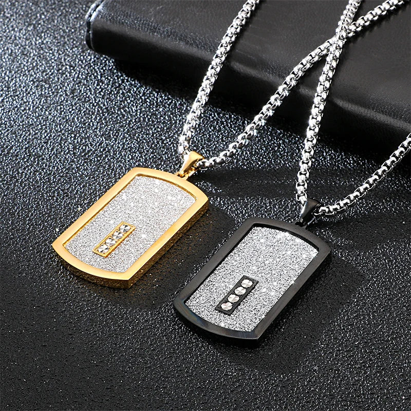 Fongten Retro Pendant Necklace Men Metal Dog Tags Chain Pendants Necklaces