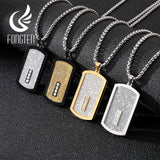Fongten Retro Pendant Necklace Men Metal Dog Tags Chain Pendants Necklaces