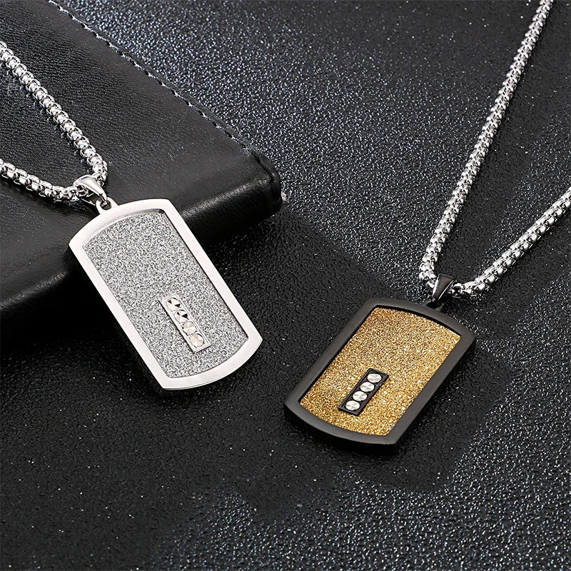 Fongten Retro Pendant Necklace Men Metal Dog Tags Chain Pendants Necklaces